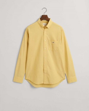 Gant Regular Fit Poplin Men's Shirts Parchment Yellow | OZEIV-4598