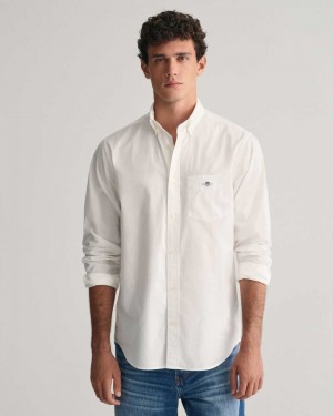 Gant Regular Fit Poplin Men's Shirts White | BHUWC-9423