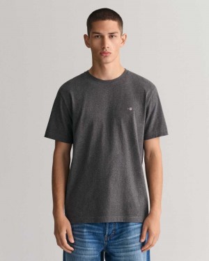 Gant Regular Fit Shield Men's T-Shirt Dark Grey | RBNSF-7513