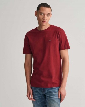 Gant Regular Fit Shield Men's T-Shirt Plumped Red | JFULB-0764