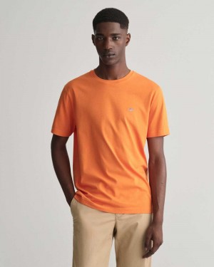 Gant Regular Fit Shield Men's T-Shirt Pumpkin Orange | SIBAU-9624