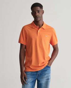 Gant Regular Fit Shield Piqué Men's Polo Shirt Pumpkin Orange | BLTPV-6280