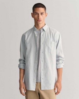 Gant Regular Fit Striped Archive Oxford Men's Shirts Blue | GWLMH-8659