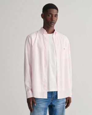 Gant Regular Fit Striped Poplin Men's Shirts Light Pink | NJDOE-4217