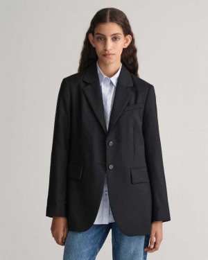 Gant Regular Fit Wool Women's Blazer Ebony Black | FQAOC-2645