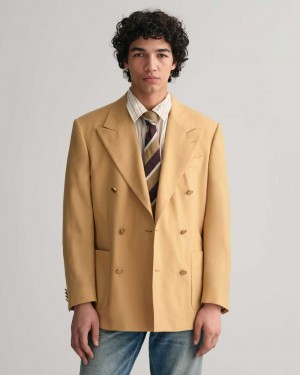 Gant Relaxed Fit Club Men's Blazer Golden Khaki | OJIUD-0426