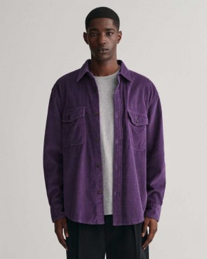 Gant Relaxed Fit Corduroy Men's Shirts Purple Rose | MJWAP-3691