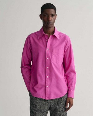 Gant Relaxed Fit Cotton Silk Men's Shirts Barley Pink | ROUGN-0579