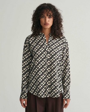 Gant Relaxed Fit G Patterned Women's Shirts Linen | OTPWC-2703