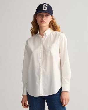 Gant Relaxed Fit Luxury Poplin Women's Shirts White | SPWQT-3976