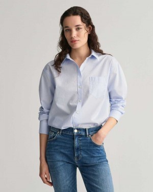 Gant Relaxed Fit Poplin Women's Shirts Light Blue | EDKOG-6281