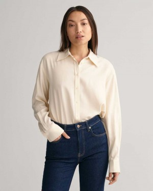 Gant Relaxed Fit Women's Shirts Linen | LMXPS-4715