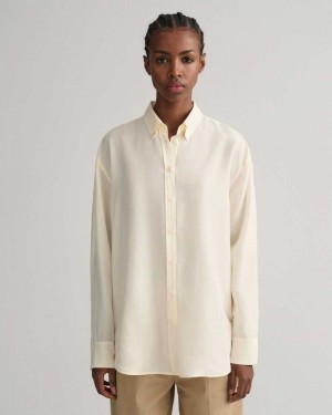 Gant Relaxed Silk Women's Shirts Linen | NEIOW-8136