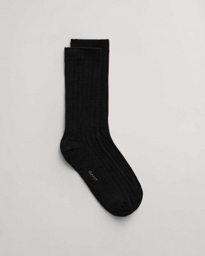 Gant Ribbed Lyocell Women's Socks Black | YCZXM-8540