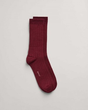 Gant Ribbed Lyocell Women's Socks Plumped Red | CHDUW-4230