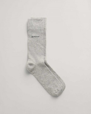 Gant Ribbed Men's Socks Light Grey Melange | SZVKN-5826