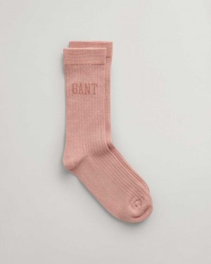 Gant Ribbed Women's Socks Dusty Rose | NBDVO-3261