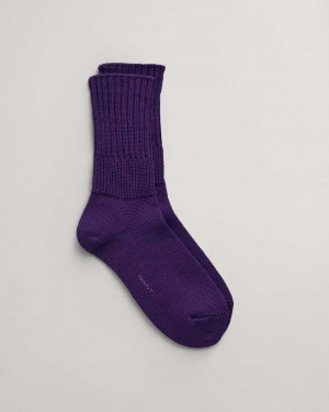 Gant Ribbed Wool Women's Socks Pansy Purple | YKXRE-4712