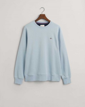 Gant Shield Crew Neck Men's Sweatshirts Blue | TYKLI-0279