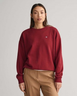 Gant Shield Crew Neck Women's Sweatshirts Plumped Red | BSANY-7968