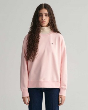 Gant Shield Crew Neck Women's Sweatshirts Faded Pink | BFHJU-7569