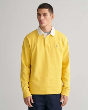 Gant Shield Heavy Rugger Men's Shirts Parchment Yellow | IVNZU-7453