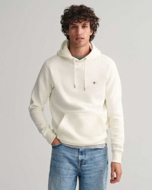 Gant Shield Men's Hoodie Beige White | KCFGP-8693