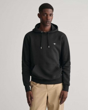 Gant Shield Men's Hoodie Black | BWCMU-9735