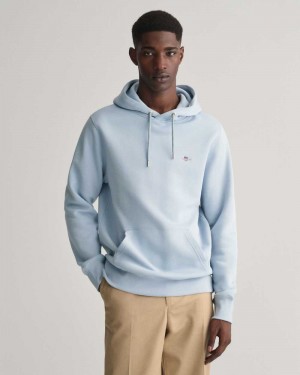 Gant Shield Men's Hoodie Blue | EFHKA-9531