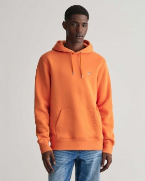 Gant Shield Men's Hoodie Pumpkin Orange | BJAIT-8067