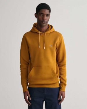 Gant Shield Men's Hoodie Warm Brown | SQZXA-1098