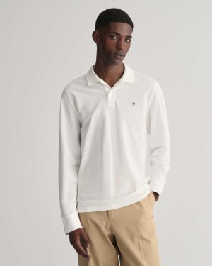 Gant Shield Piqué Rugger Men's Shirts White | NRKGQ-8562