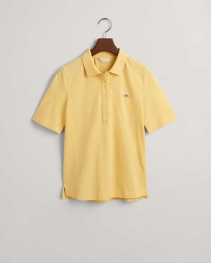 Gant Shield Piqué Women's Polo Shirt Dusty Yellow | NSZTJ-8523