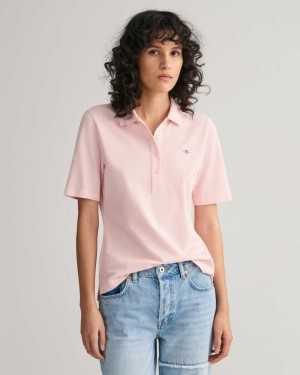 Gant Shield Piqué Women's Polo Shirt Faded Pink | GTVND-5132