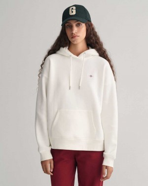 Gant Shield Women's Hoodie Beige White | QHBXW-2679