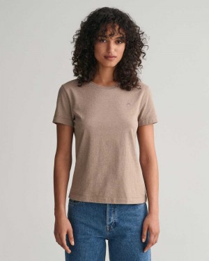 Gant Shield Women's T-Shirt Desert Brown | MYIFJ-4826