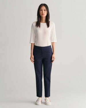 Gant Slim Cigarette Women's Pants Evening Blue | GSQMK-8274