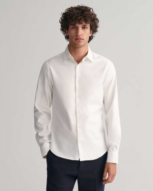 Gant Slim Fit Formal Twill Men's Shirts White | ZFCLT-4730