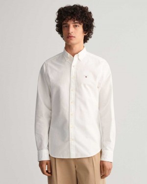 Gant Slim Fit Oxford Men's Shirts White | CORUL-0517