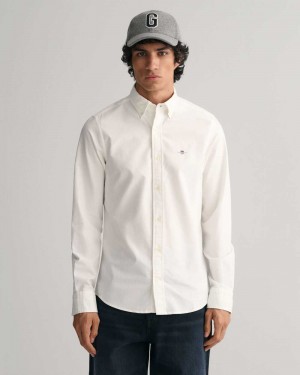 Gant Slim Fit Oxford Men's Shirts White | LKXMB-4705