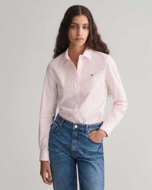 Gant Slim Fit Stretch Oxford Women's Shirts Light Pink | GWUEA-2310