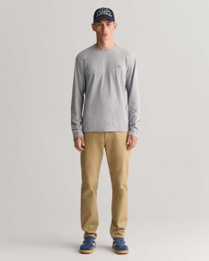 Gant Slim Fit Tech Prep™ Men's Chino Pants Dark Khaki | HEMQR-4517