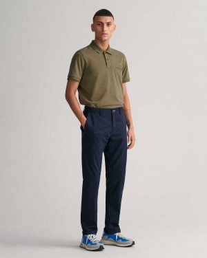 Gant Slim Fit Tech Prep™ Men's Chino Pants Marine | KDMZN-8392