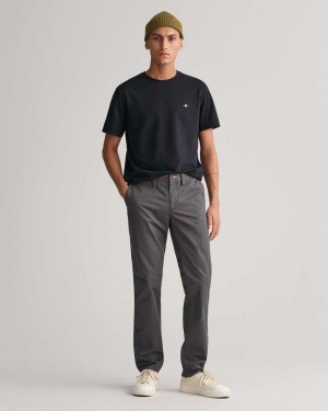 Gant Slim Fit Twill Men's Chino Pants Dark Gray | LQDXM-5123