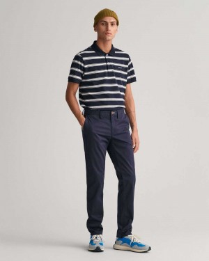 Gant Slim Fit Twill Men's Chino Pants Marine | PXYRQ-7831