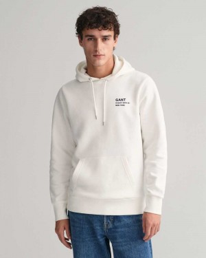 Gant Small GANT Graphic Men's Hoodie Beige White | BRGIN-3856