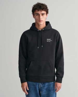 Gant Small GANT Graphic Men's Hoodie Black | QCBWI-1329