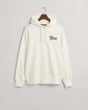 Gant Small Graphic Men's Hoodie Beige White | BYLHV-9720