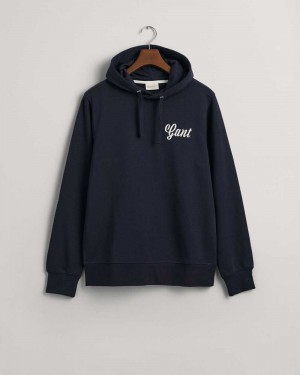 Gant Small Graphic Men's Hoodie Evening Blue | GSABZ-0892