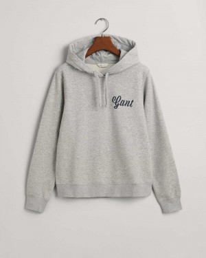 Gant Small Graphic Women's Hoodie Light Grey Melange | SQGTP-6207